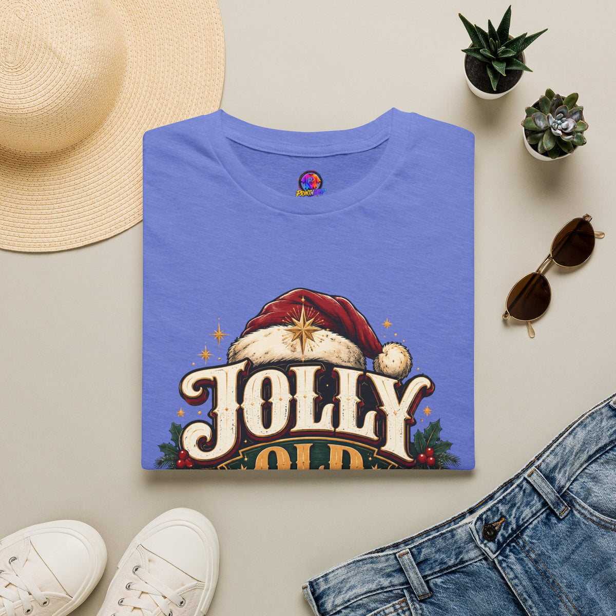 Jolly Old Soul T-Shirt — Vintage Santa Holiday Graphic Tee
