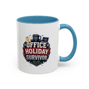 Modern Day Christmas Office Holiday Survivor Accent Coffee Mug – Funny Christmas Office Gift