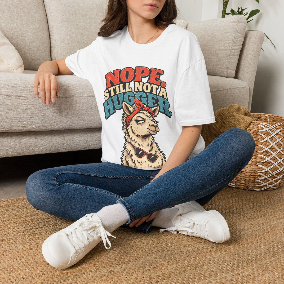 Funny And Witty Nope Still Not a Hugger Llama T-Shirt