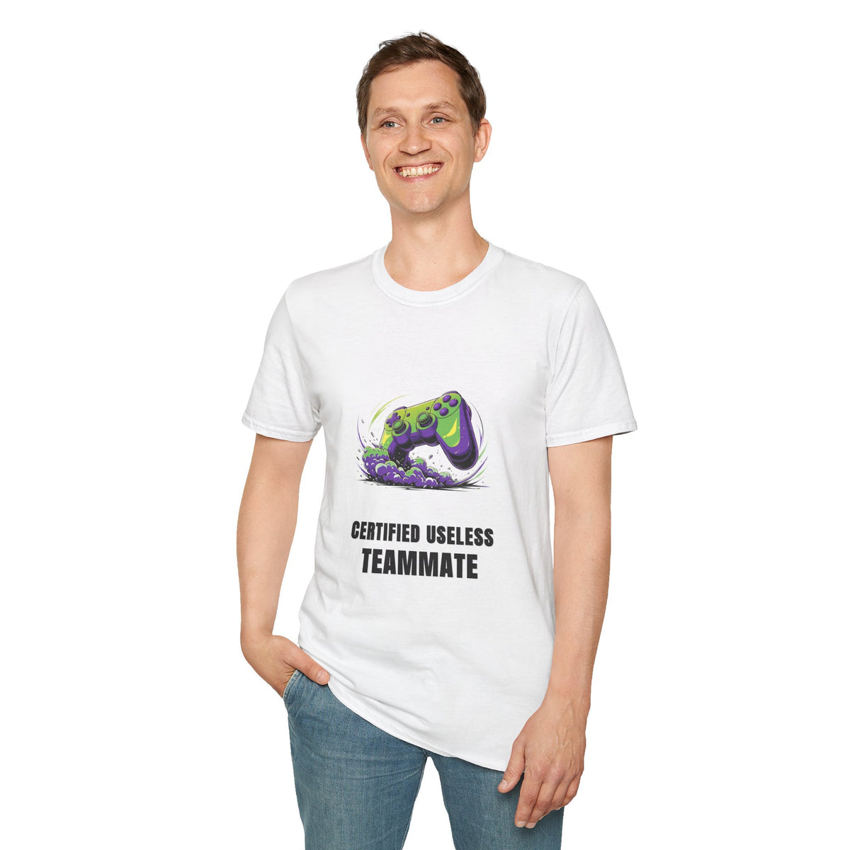Gaming T-Shirt — "Certified Useless Teammate" Controller Graphic - Trending Now - August 2026