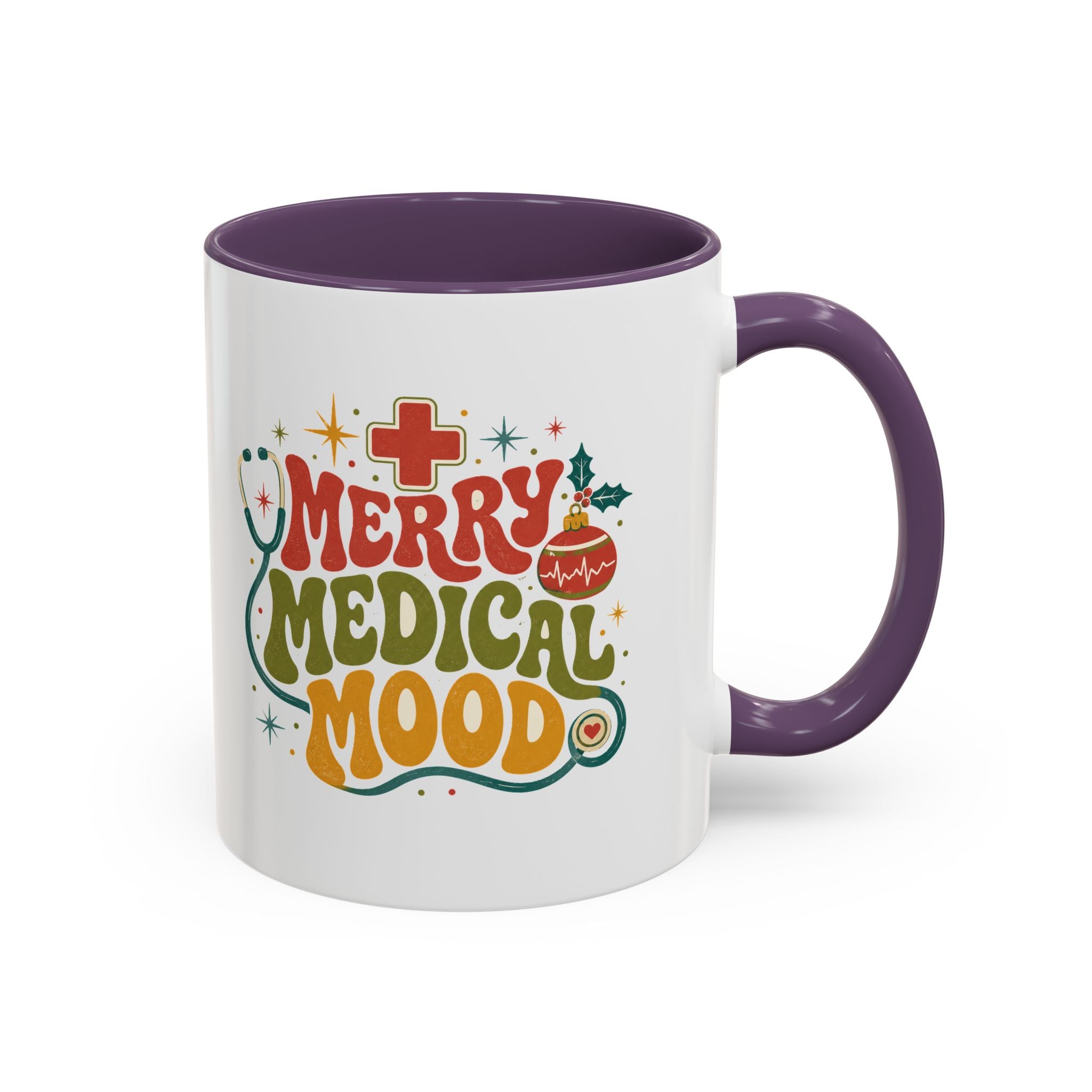 Modern Day Christmas Merry Medical Mood Accent Coffee Mug — Holiday Nurse & Doctor Gift