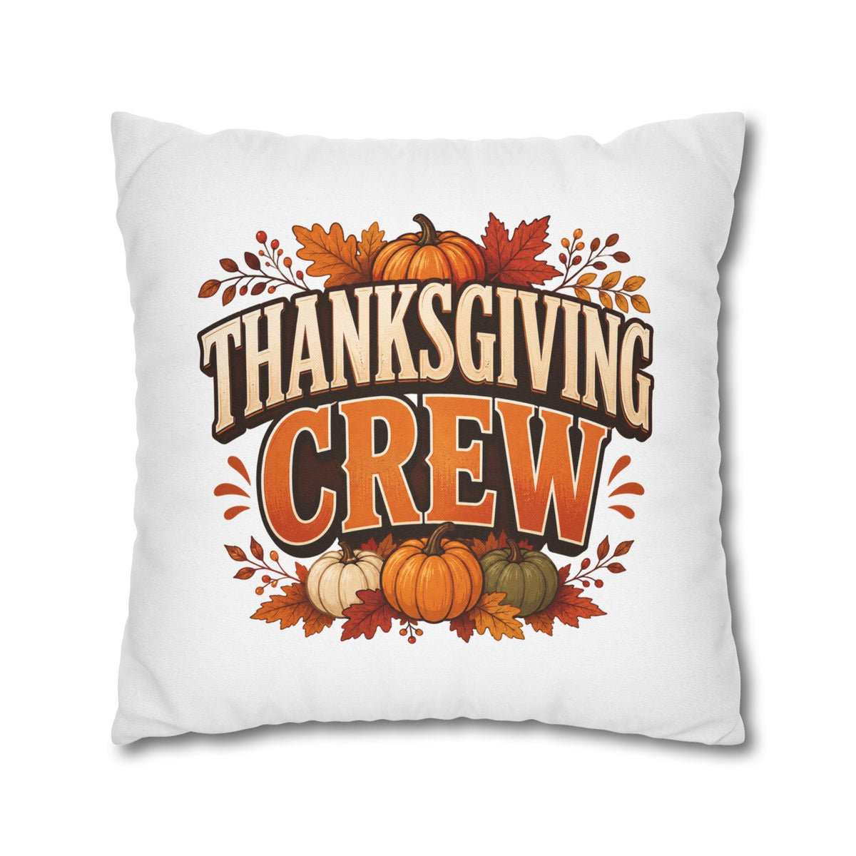 Thanksgiving Crew Decorative Pillow Cover — Fall Pumpkin Accent Pillowcase