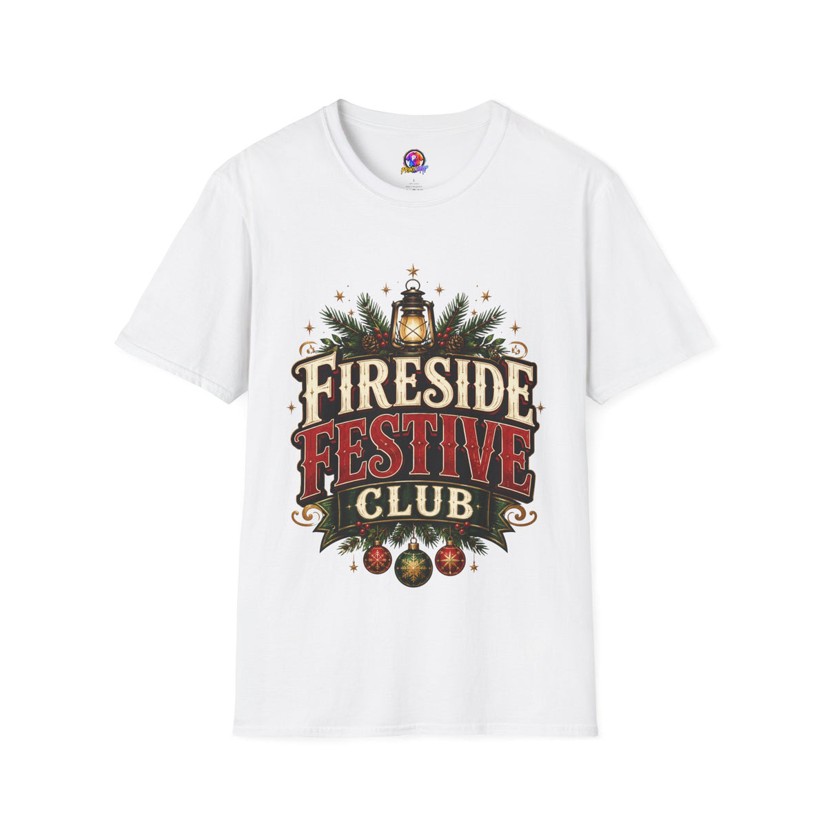 Fireside Festive Club T-Shirt — Cozy Holiday Lantern Graphic Tee