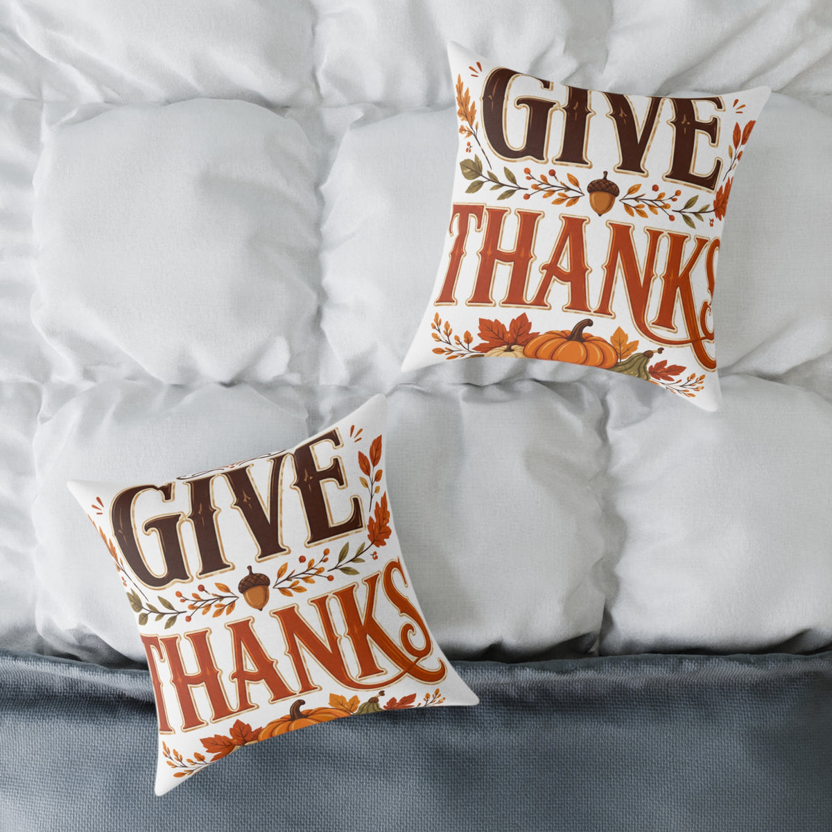 Thanksgiving Give Thanks Fall Pillow — Thanksgiving Decorative Throw Pillow