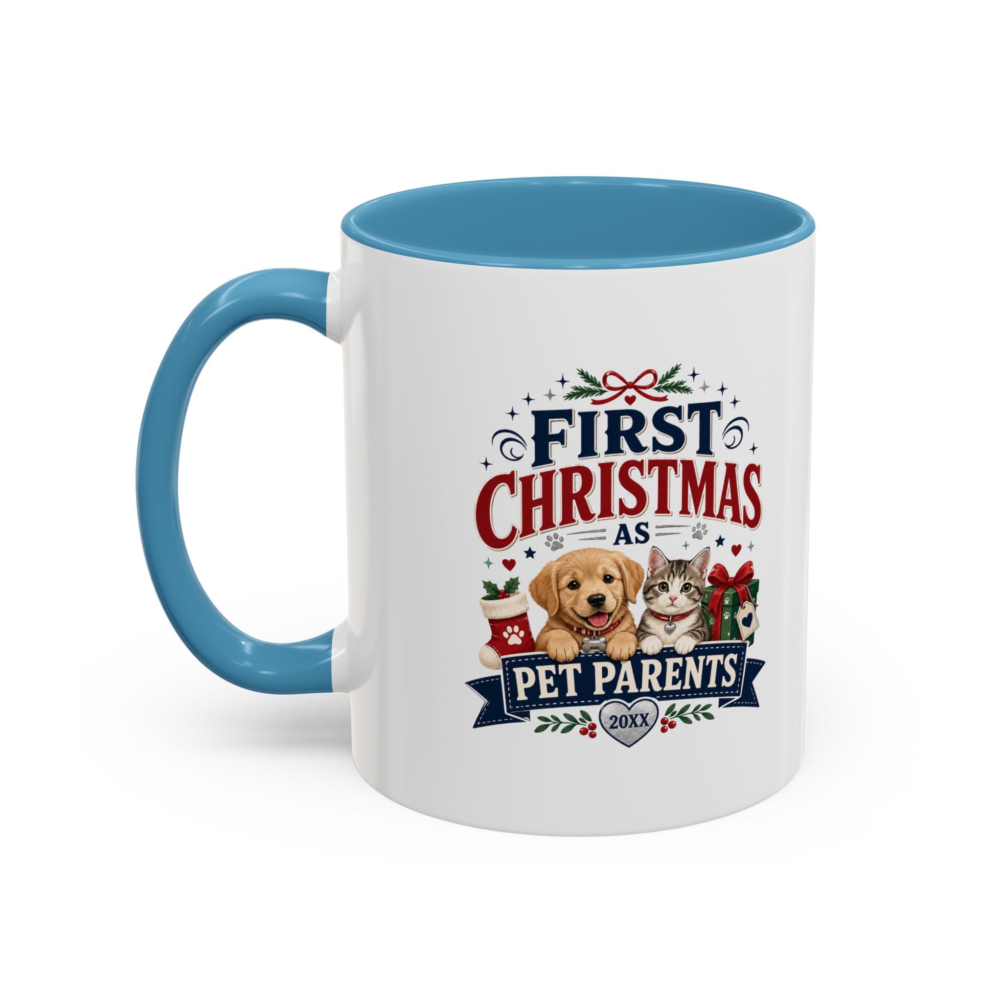 Christmas First Christmas as Pet Parents Coffee Mug — Cute Dog & Cat Holiday Gift