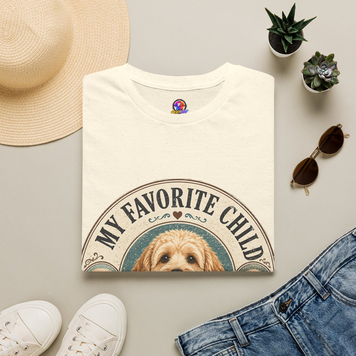 Dog Mom T-Shirt — "My Favorite Child" Cute Goldendoodle Graphic Tee