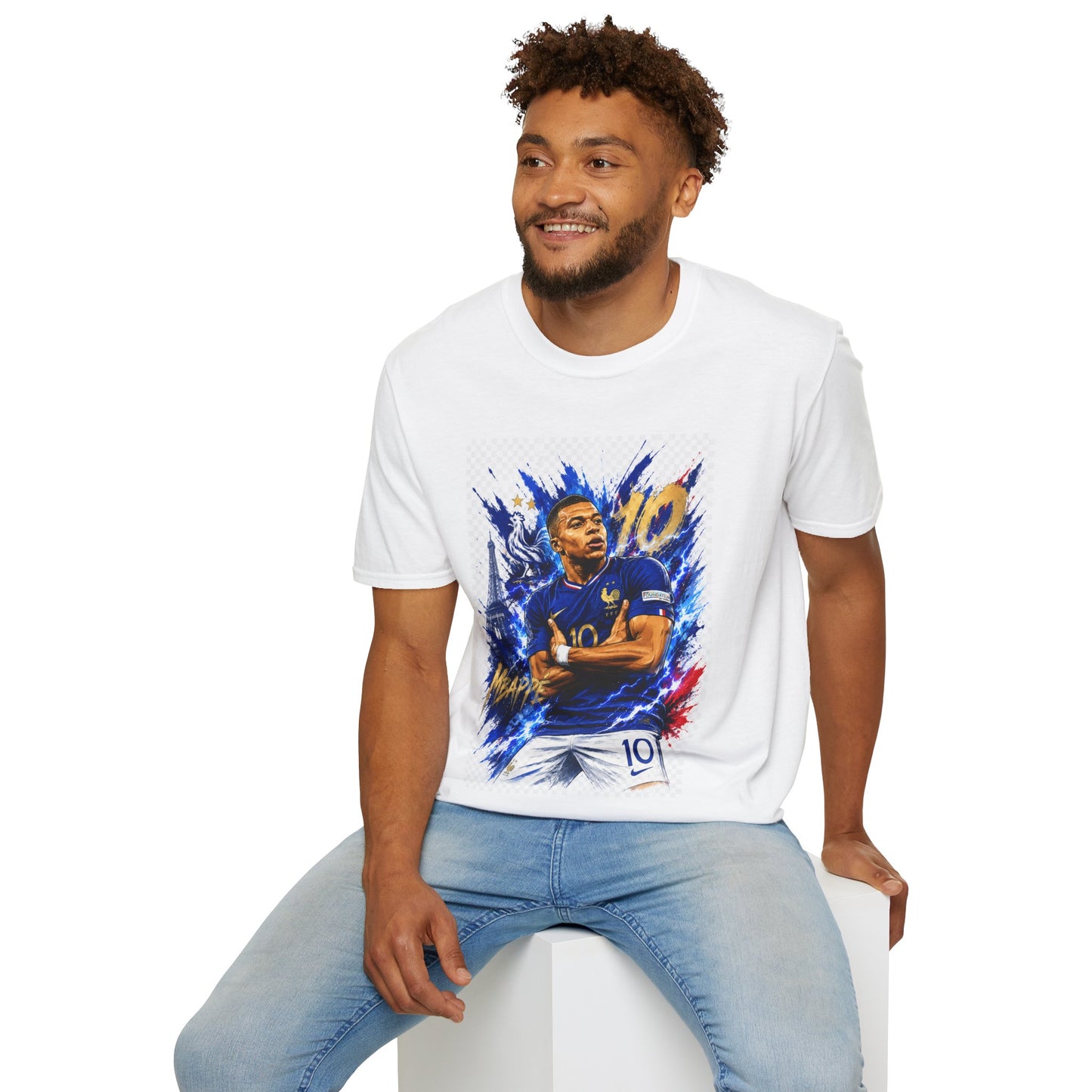 France Mbappé Soccer T-Shirt — #10 Blue Action Portrait Tee