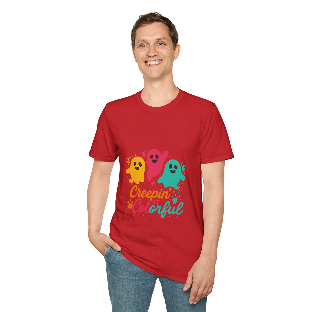 Colorful Creepin' Ghosts Tee — Cute Halloween Shirt - Trending Now - October 2026