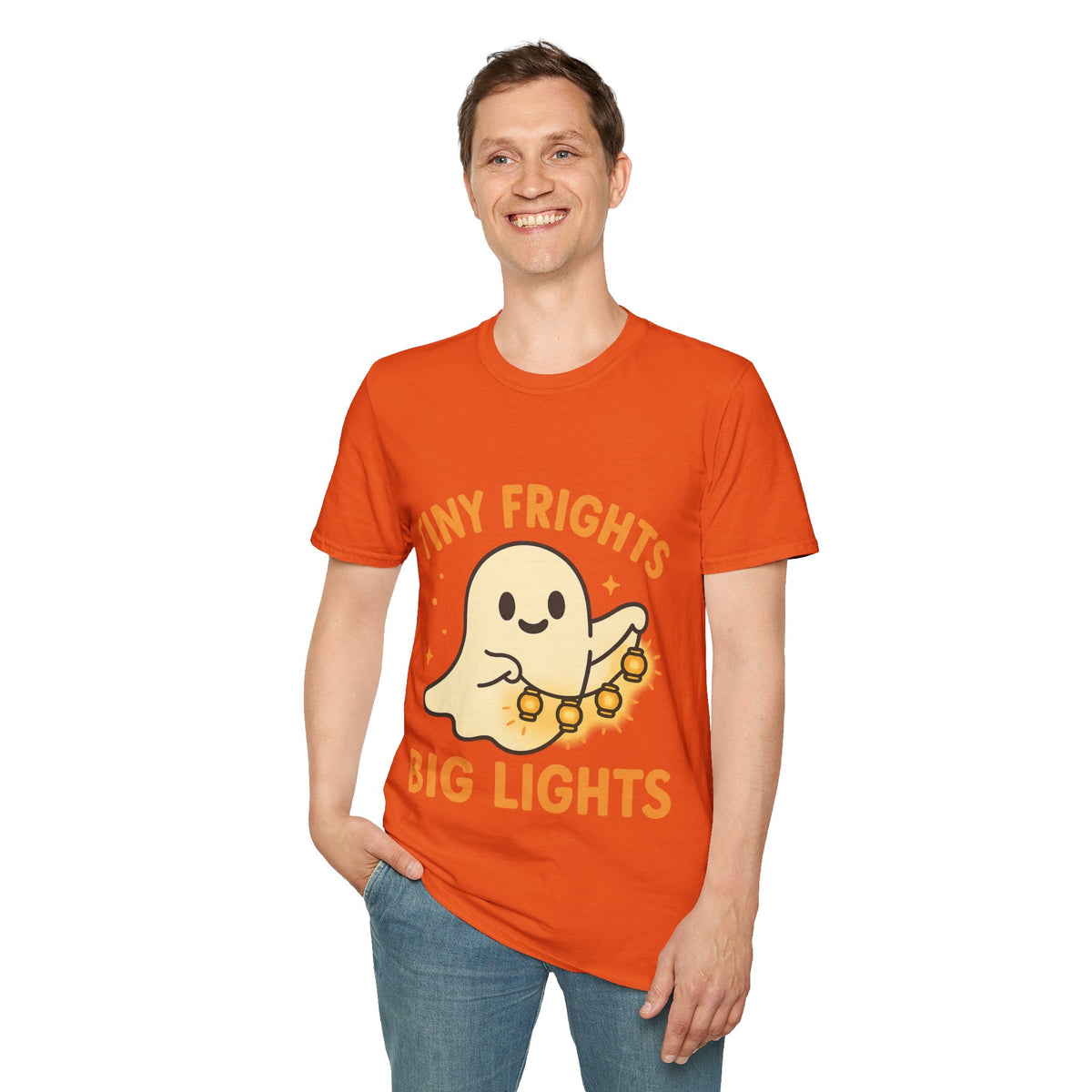 "Tiny Frights Big Lights" Cute Ghost Tee | Spooky Season Halloween T-Shirt - Trending Now - September 2026