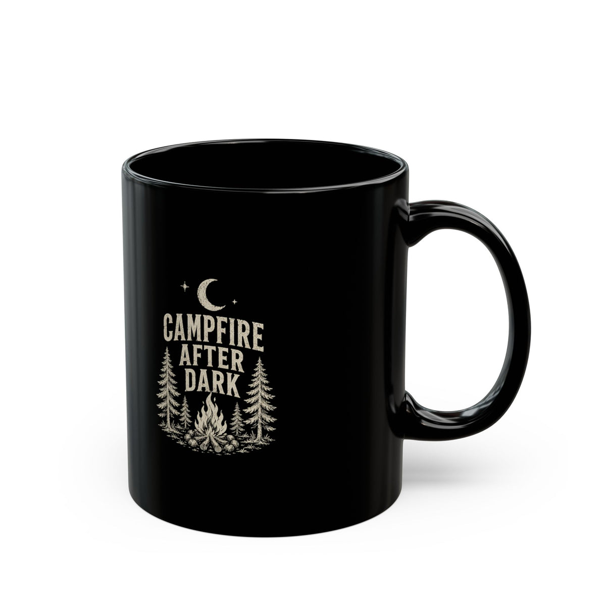 Milo Bailey Dog Dad Mom Campfire After Dark Black Mug —  Rustic Camping Coffee Cup
