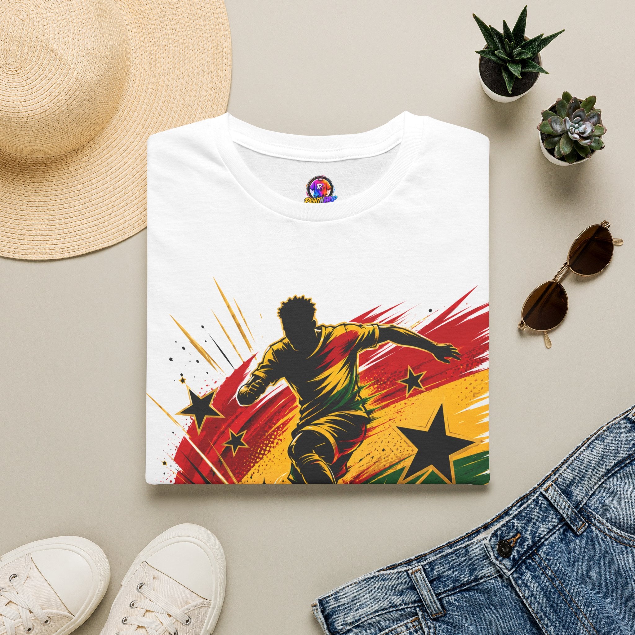 Ghana Star Power Soccer T-Shirt — Afro Football Fan Tee - Ghana T-Shirt