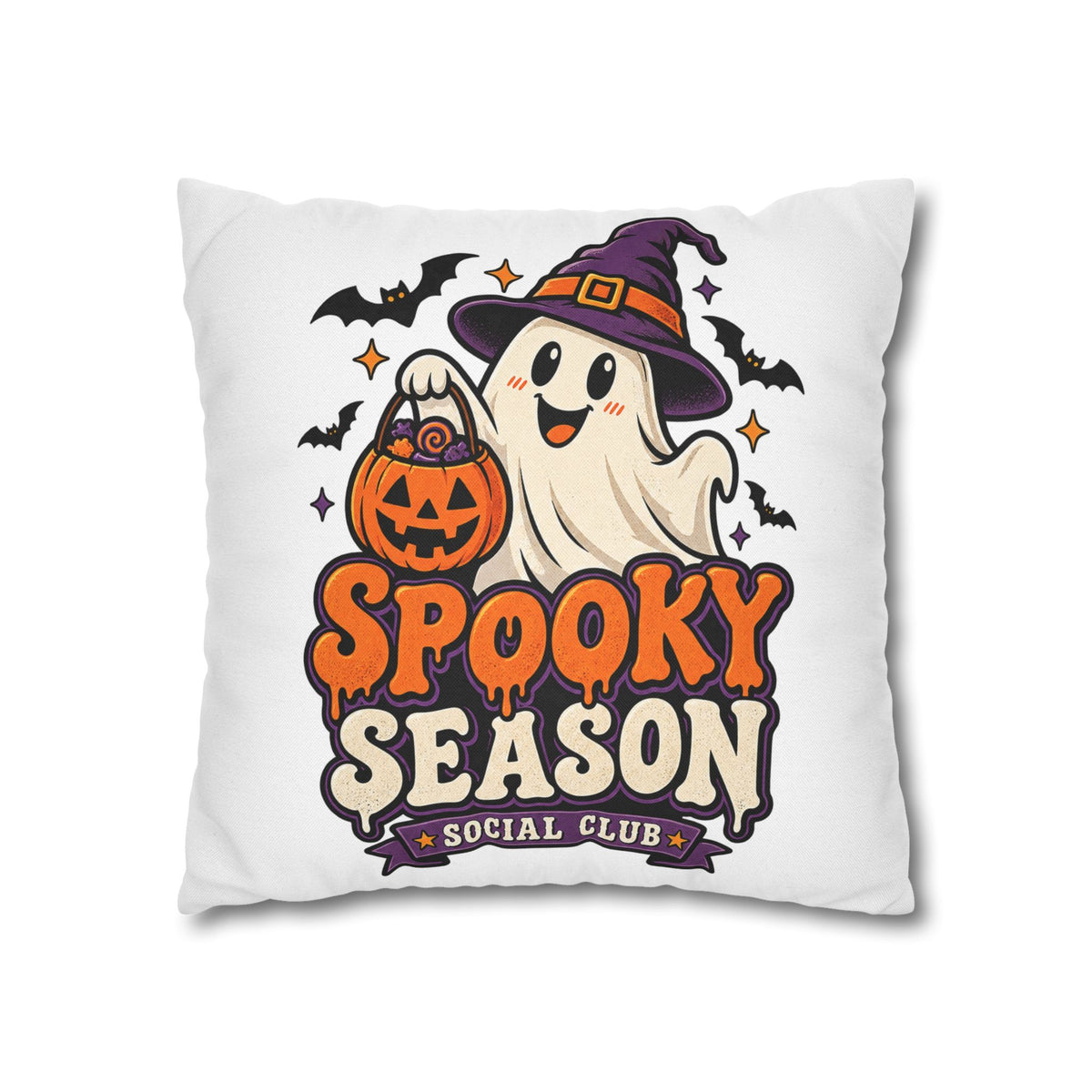 Spooky Season Pillow Cover — Halloween Ghost Pumpkin Decorative Throw Pillowcase