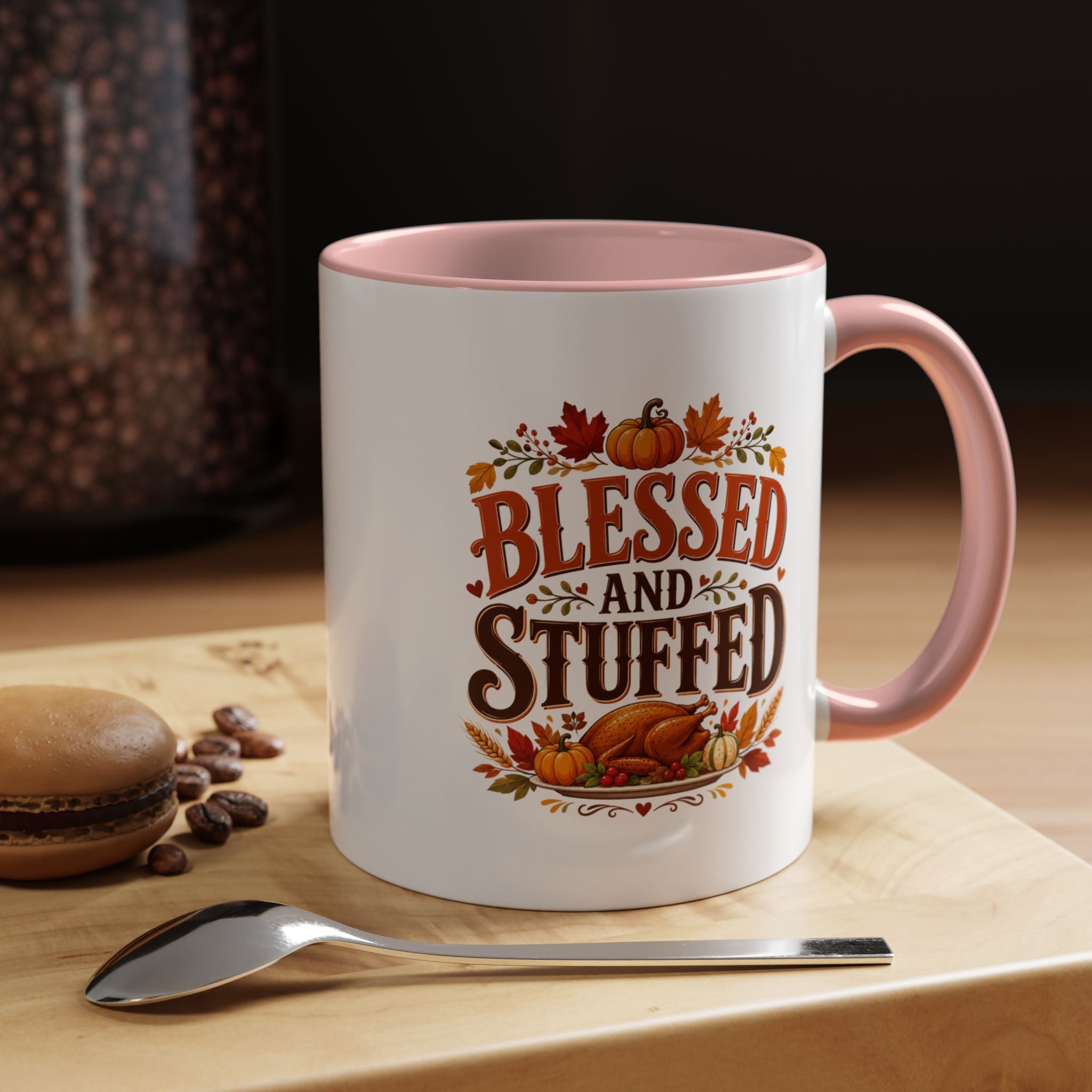 Thanksgiving Mug Blessed and Stuffed Coffee Mug — Thanksgiving Fall Ceramic Accent Mug