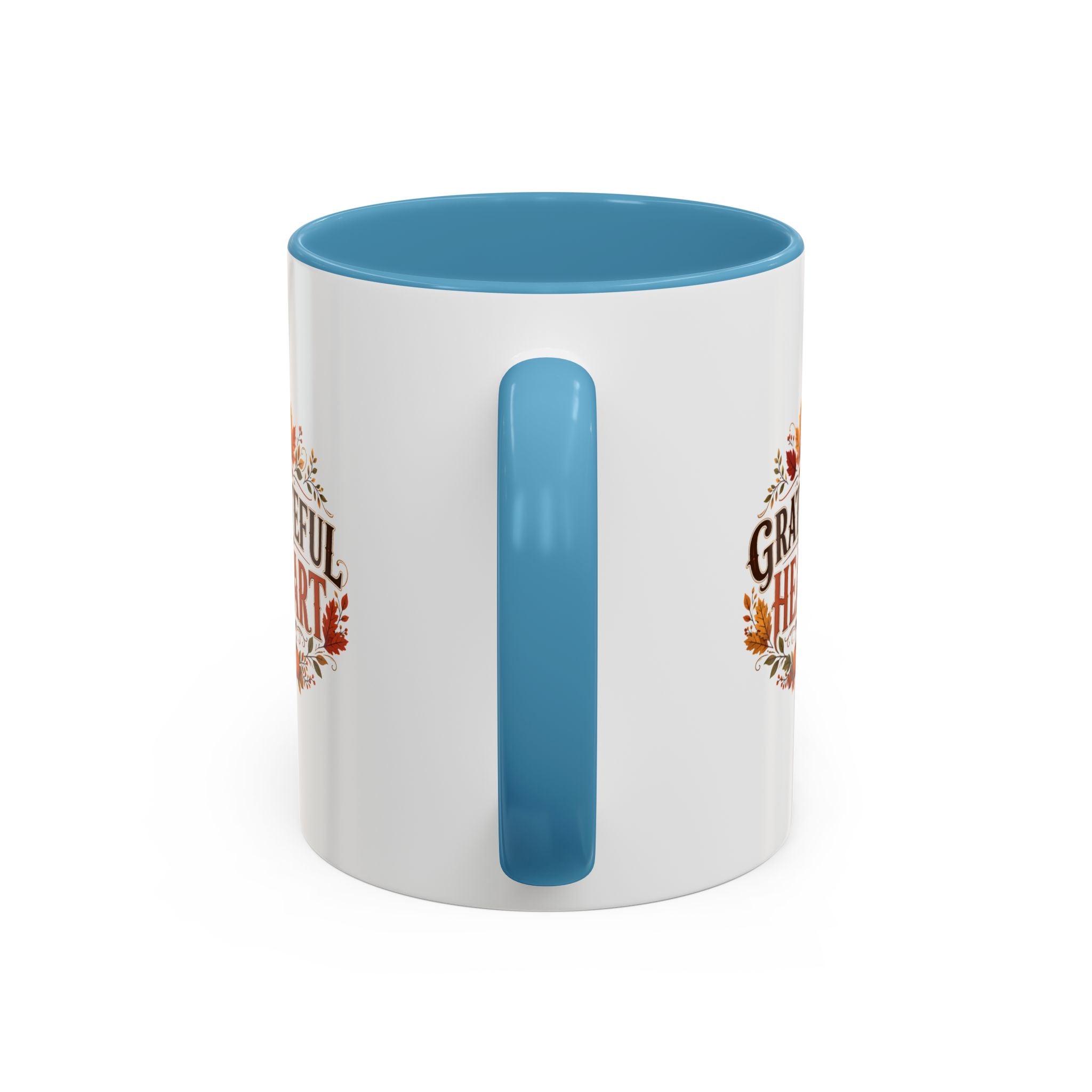 Thanksgiving Mug Grateful Heart Coffee Mug — Fall Leaves Pumpkin Accent Mug
