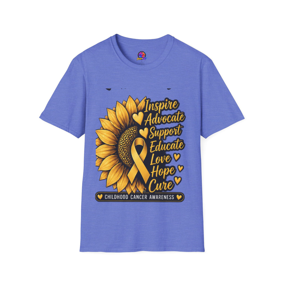 Childhood Cancer Awareness Sunflower T-Shirt – Inspire Advocate Support Educate Love Hope Cure