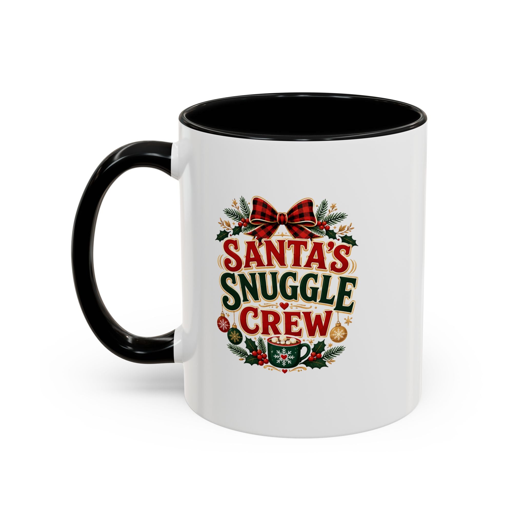 Santa’s Snuggle Crew Accent Coffee Mug — Holiday Christmas Cocoa Cup