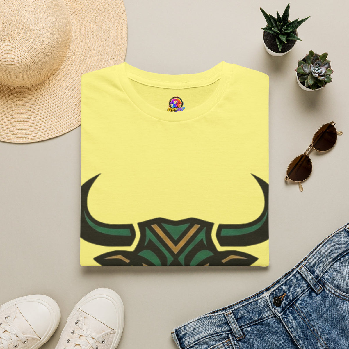 Bull Head Graphic T-Shirt — Tribal Geometric Rodeo Tee