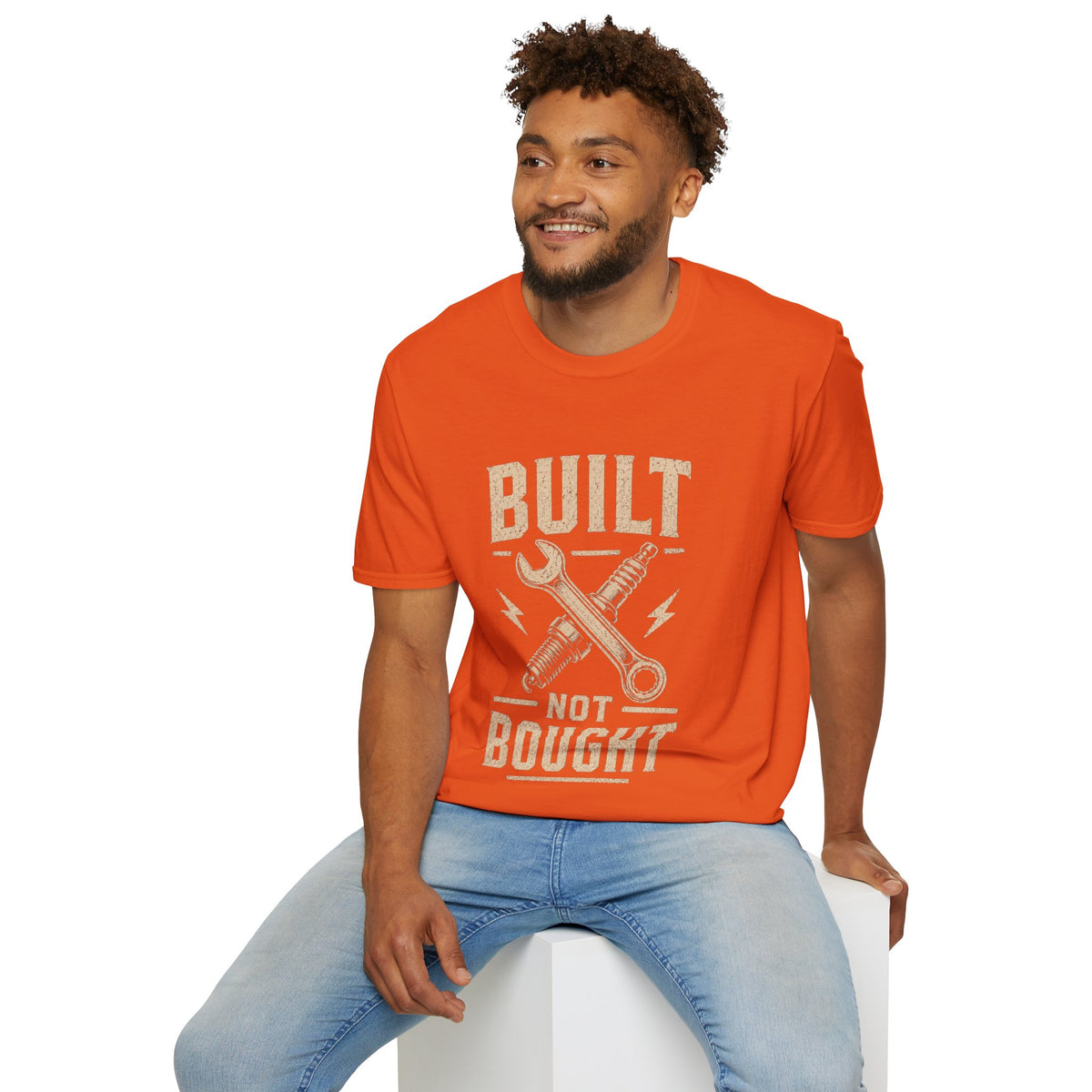Built Not Bought T-Shirt — Vintage Mechanic DIY Garage Tee