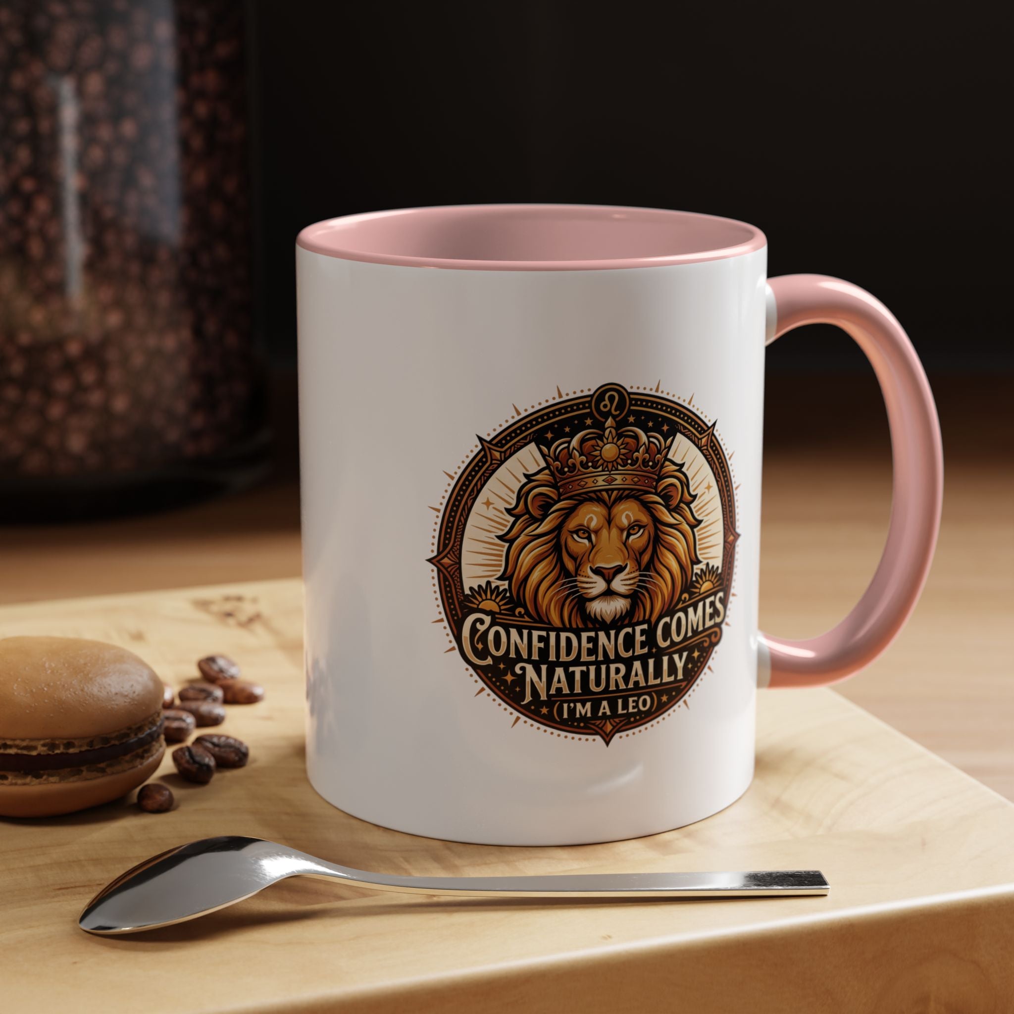 Lion Zodiac Coffee Mug - "Confidence Comes Naturally" Accent Mug (11/15oz)