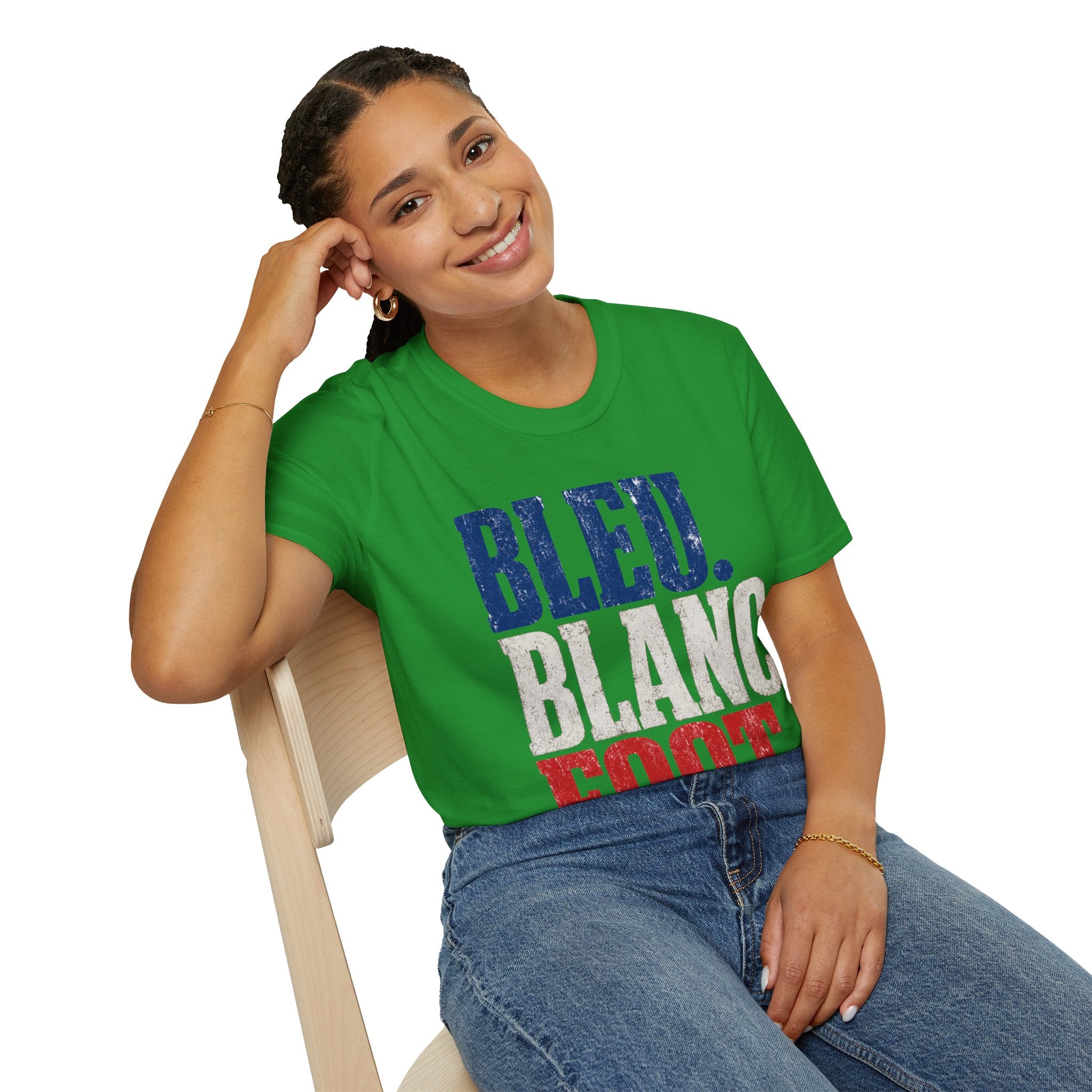 France T-Shirt — Bleu Blanc Foot Vintage French Flag Soccer Graphic Tee