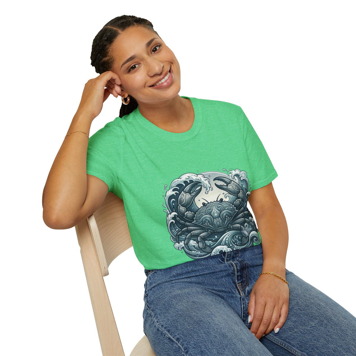 Crab and Waves Graphic T-Shirt — Coastal Oceanic Nautical Tee