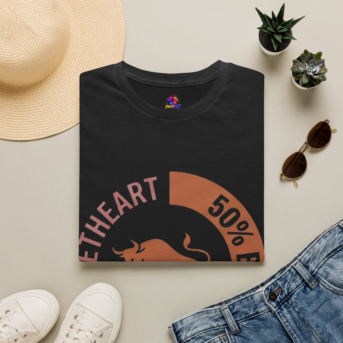 Taurus Bull 50% Sweetheart Graphic T-Shirt — Zodiac Taurus Valentine Tee