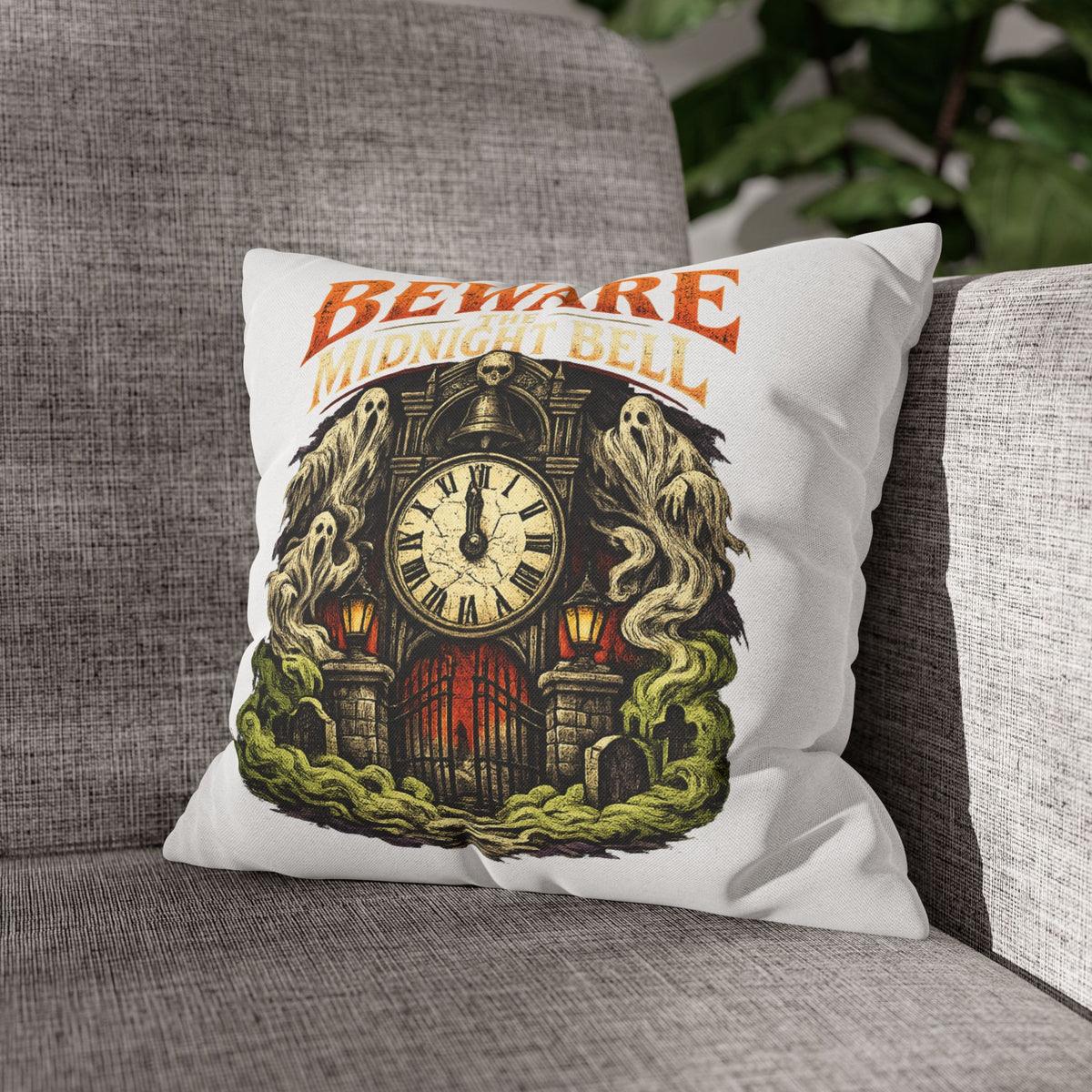 Halloween Beware Midnight Bell Decorative Pillowcase