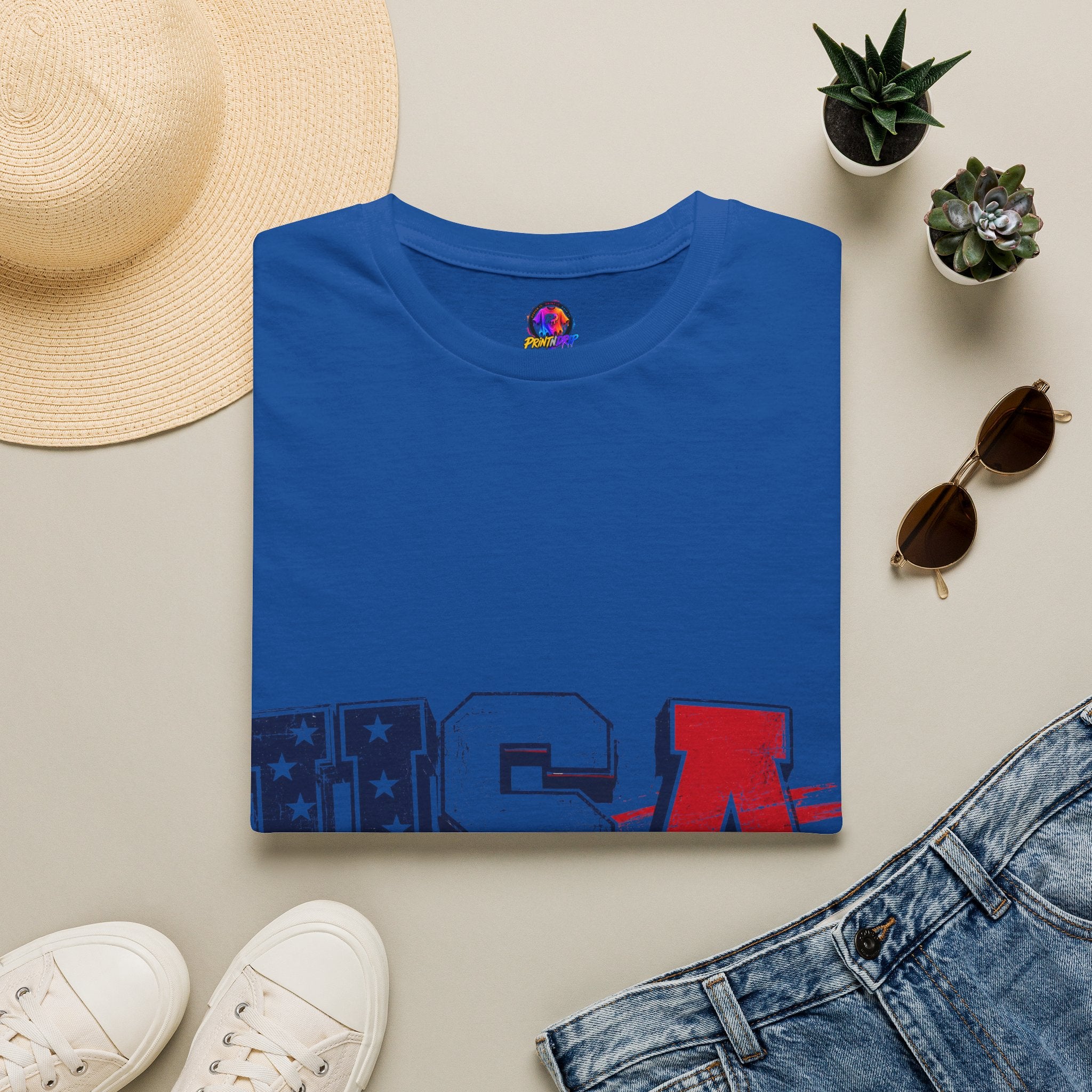 USA Flag Graphic T-Shirt — Patriotic Red White & Blue Tee