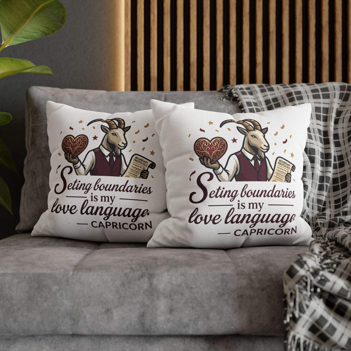 Capricorn Pillowcase - "Setting Boundaries Is My Love Language" Zodiac Throw Pillowcase