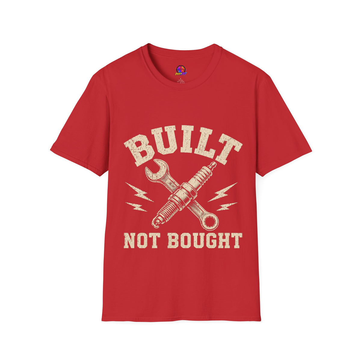 Built Not Bought T-Shirt — Mechanic Wrench & Spark Plug Vintage Tee