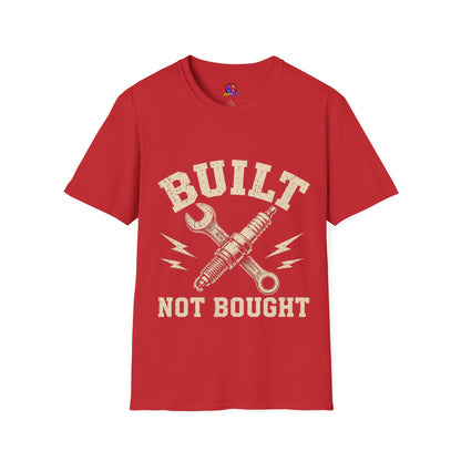 Built Not Bought T-Shirt — Mechanic Wrench & Spark Plug Vintage Tee