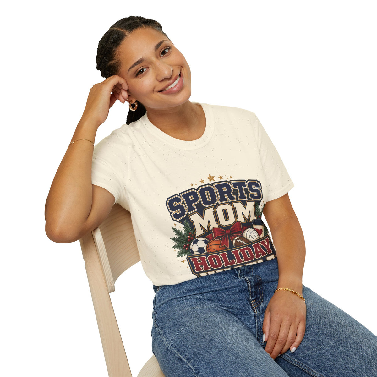 Sports Mom T‑Shirt — "Holiday Hustle" Athletic Mom Tee