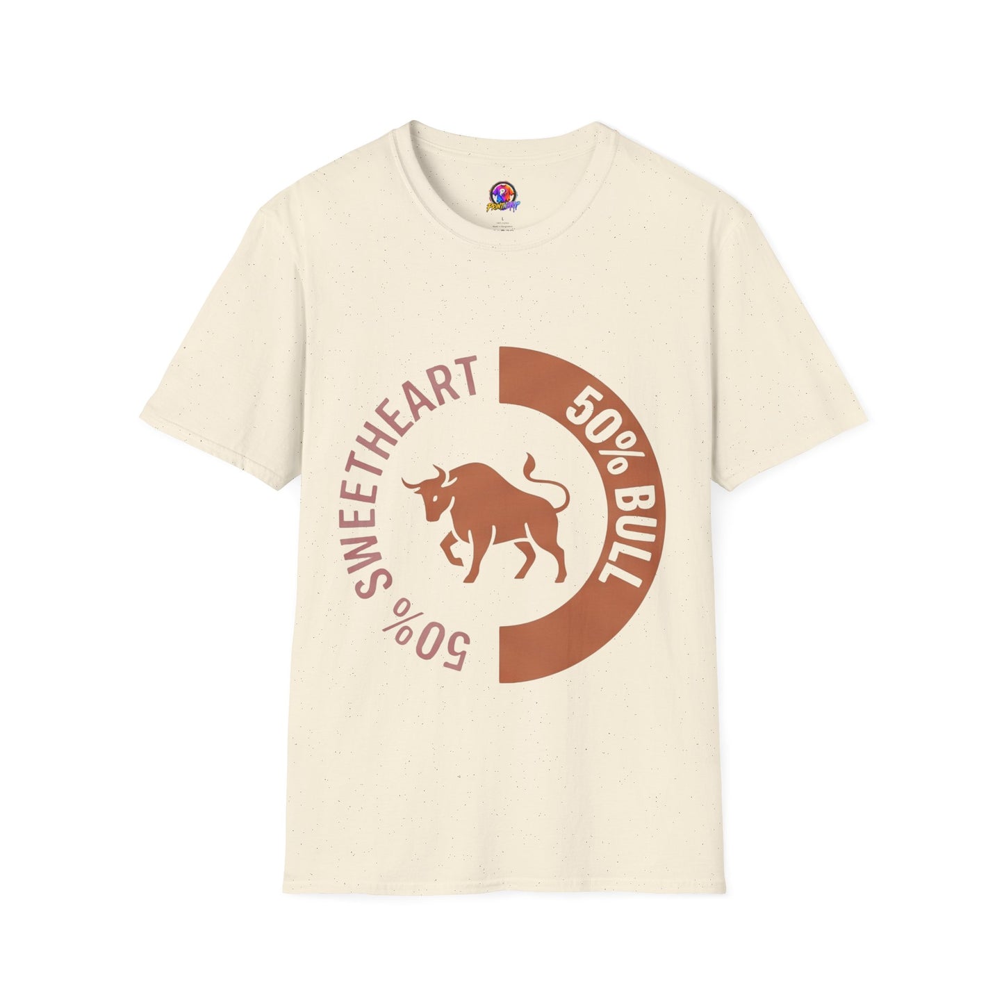 Bull Percentage Graphic T-Shirt — "50% Bull, 50% Sweetheart" Casual Tee