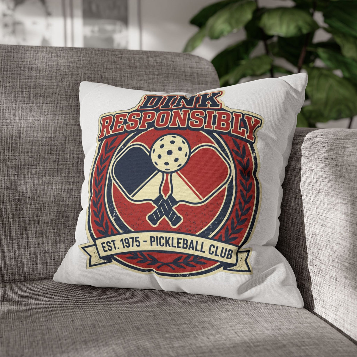 Funny Dink Responsibly Pickleball Club Pillowcase — Retro Pickleball Paddle Throw Pillow