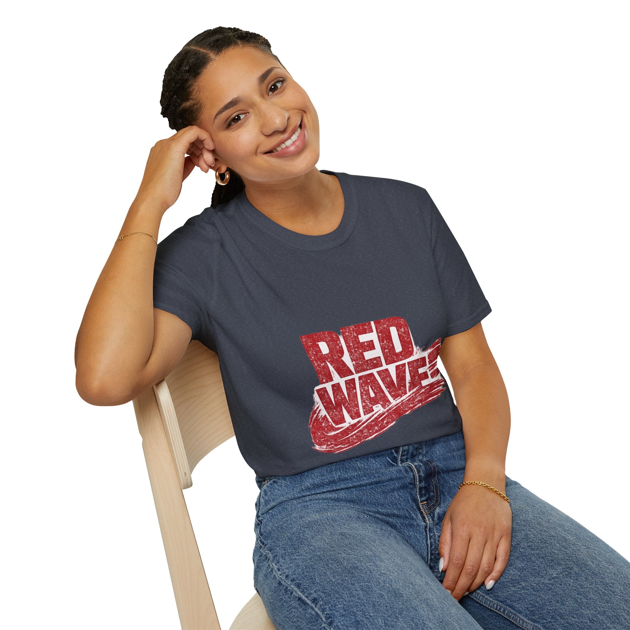 South Korea Red Wave Graphic T‑Shirt — Vintage Distressed Logo Tee