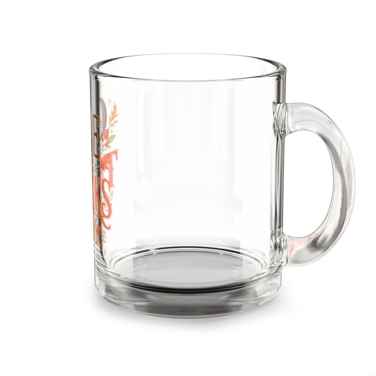 Give Thanks Glass Mug — 10oz Thanksgiving Pumpkin Mug