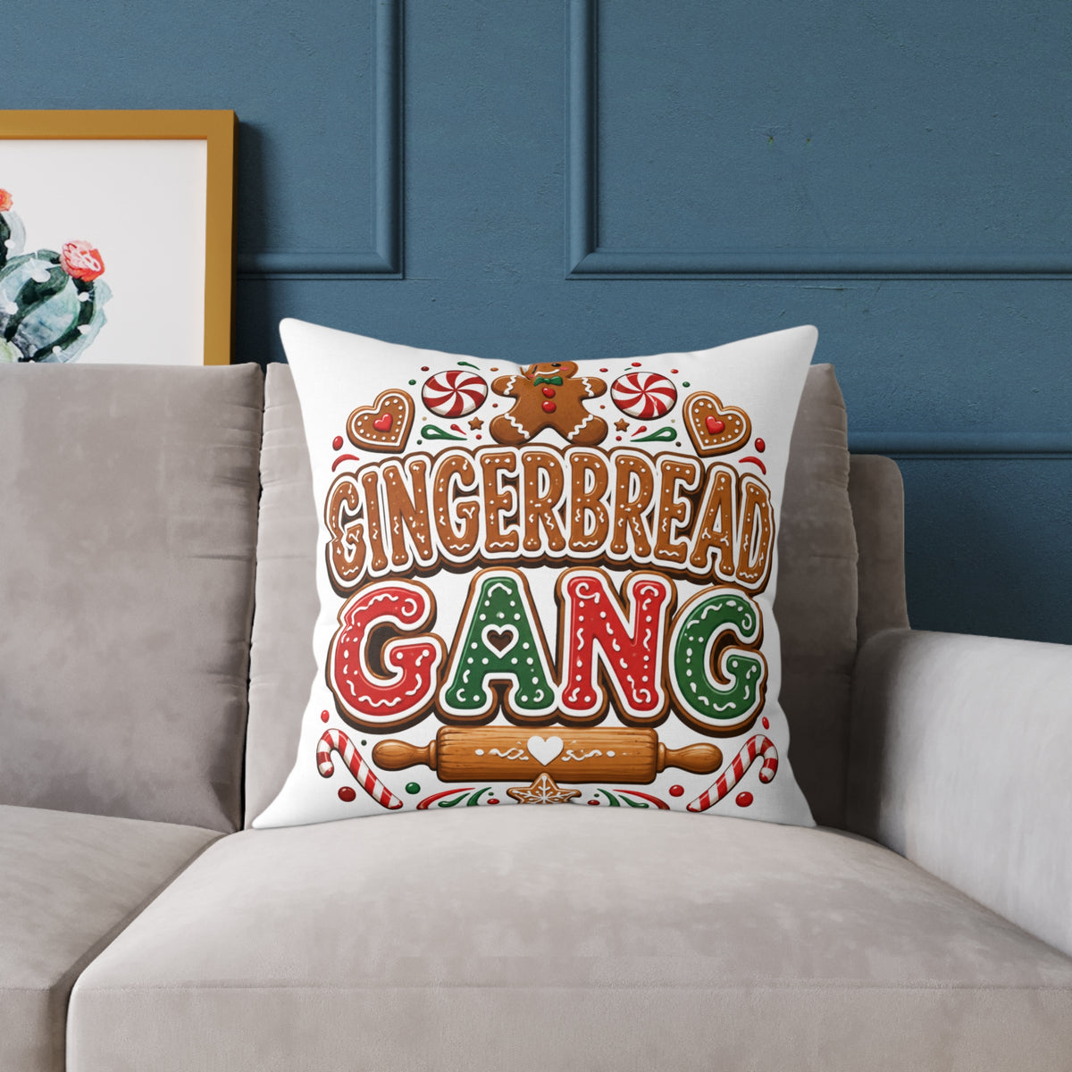 Christmas Gingerbread Gang Holiday Throw Pillow