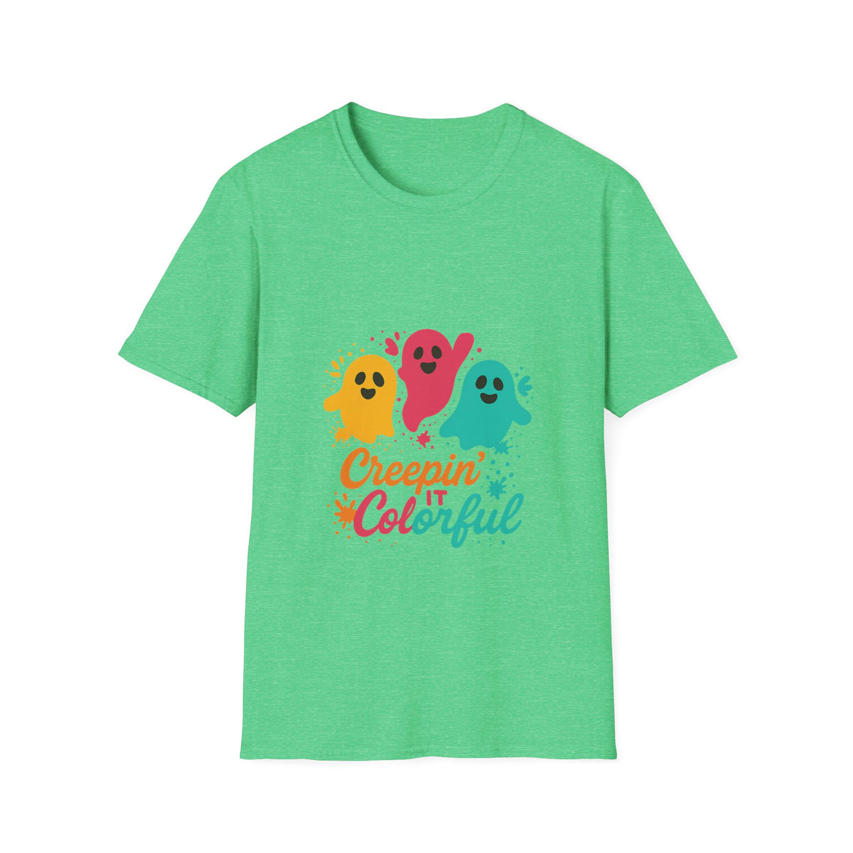 Colorful Creepin' Ghosts Tee — Cute Halloween Shirt - Trending Now - October 2026