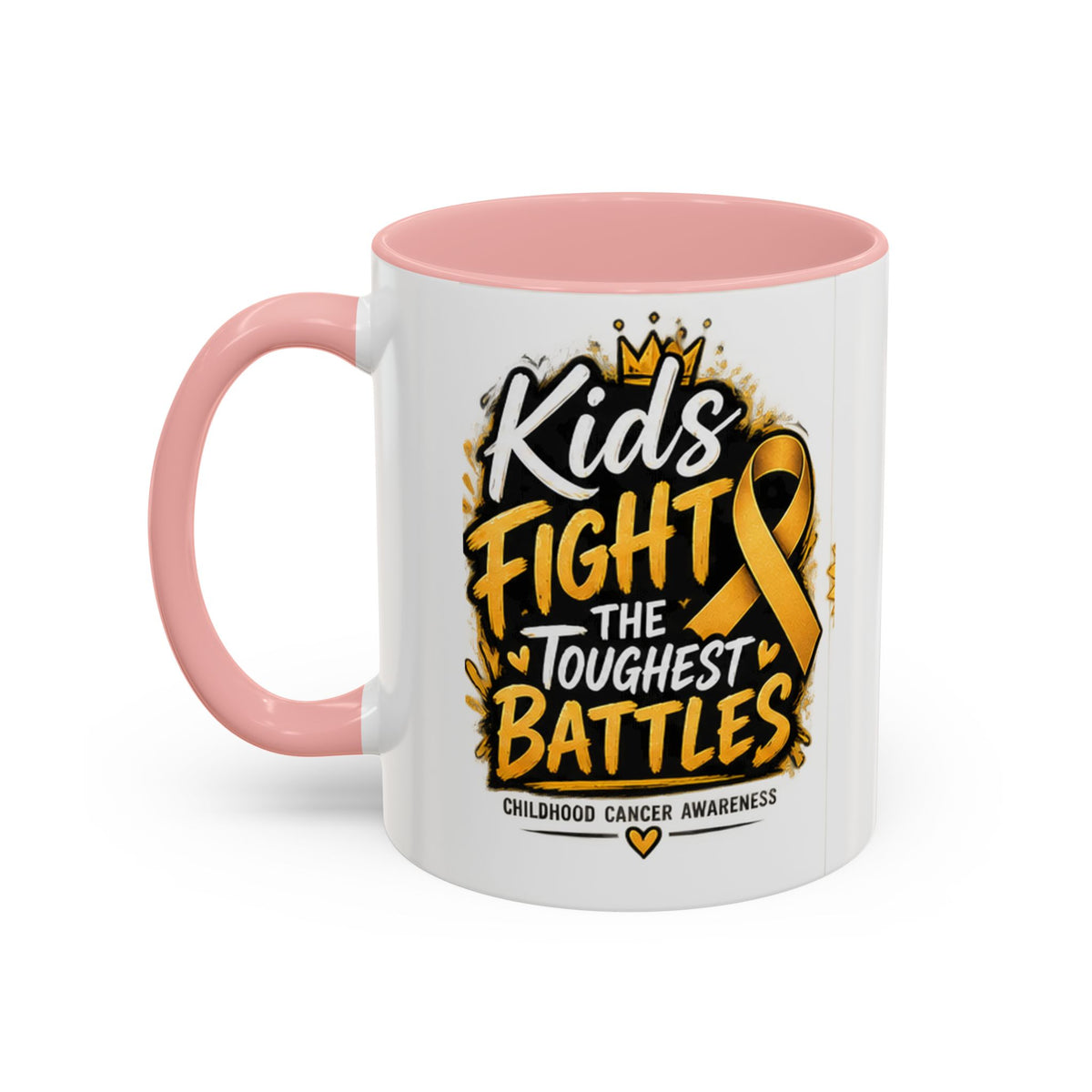 Kids Fight The Toughest Battles Accent Coffee Mug — Childhood Cancer Awareness 11/15oz