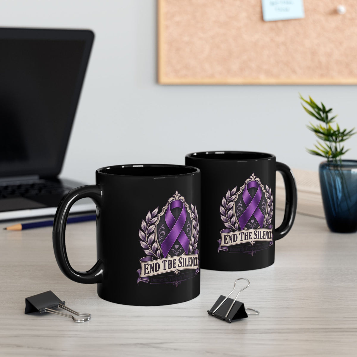 End the Silence Purple Domestic Violence Awareness Ribbon Mug
