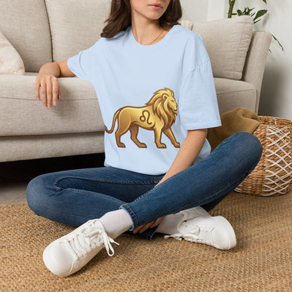 Leo Zodiac Lion T-Shirt — Gold Astrology Tee for Leo Birthdays & Zodiac Fans