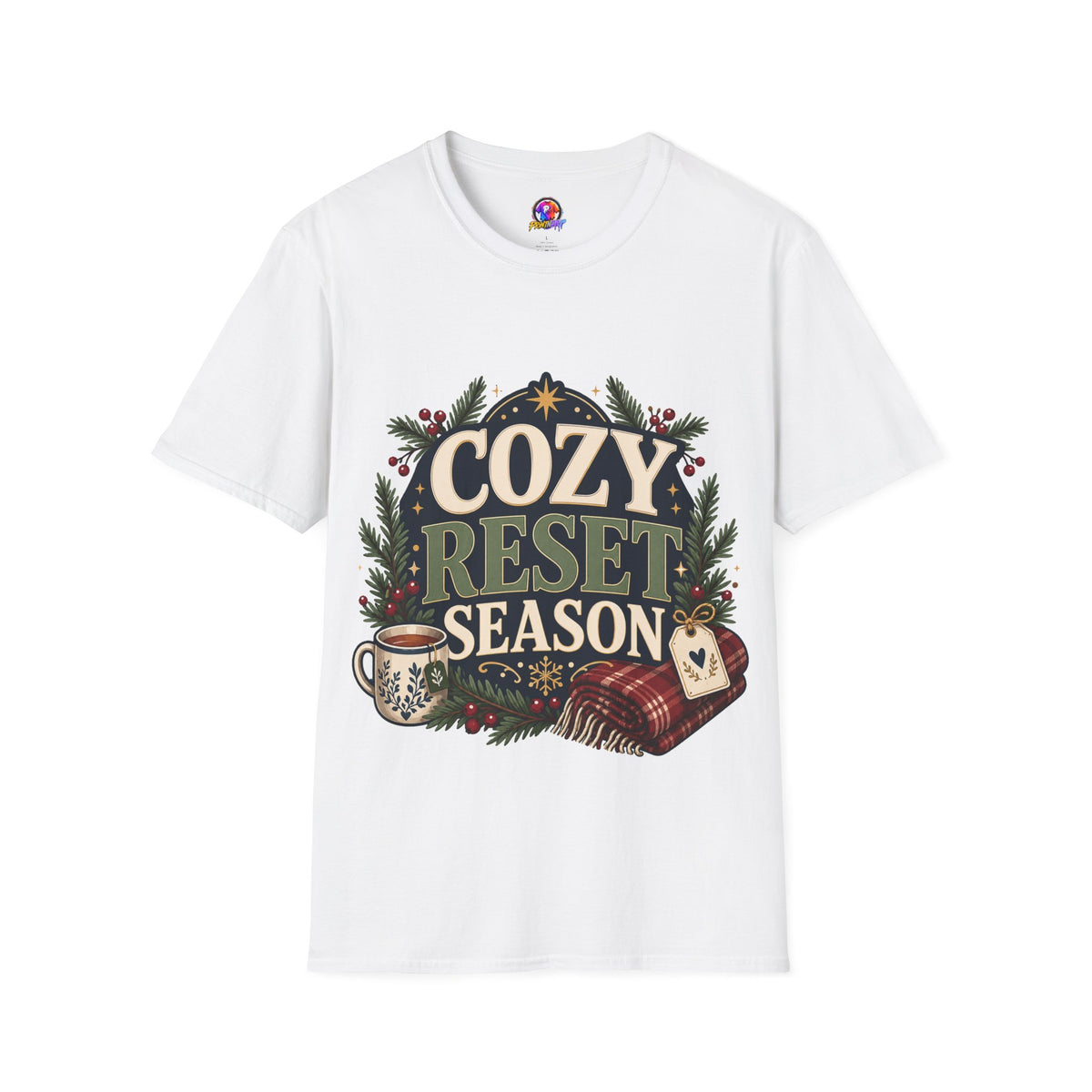 Cozy Reset Season T‑Shirt — Holiday Cozy Cabin Graphic Tee