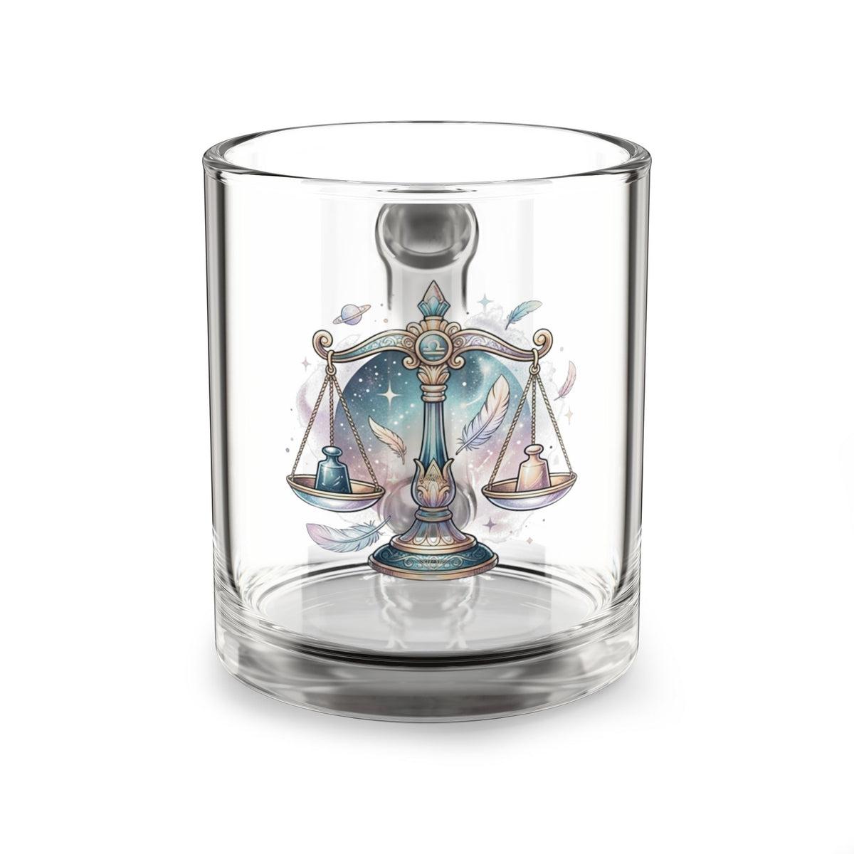 Libra Zodiac Glass Mug — 10oz Celestial Scales Coffee Cup