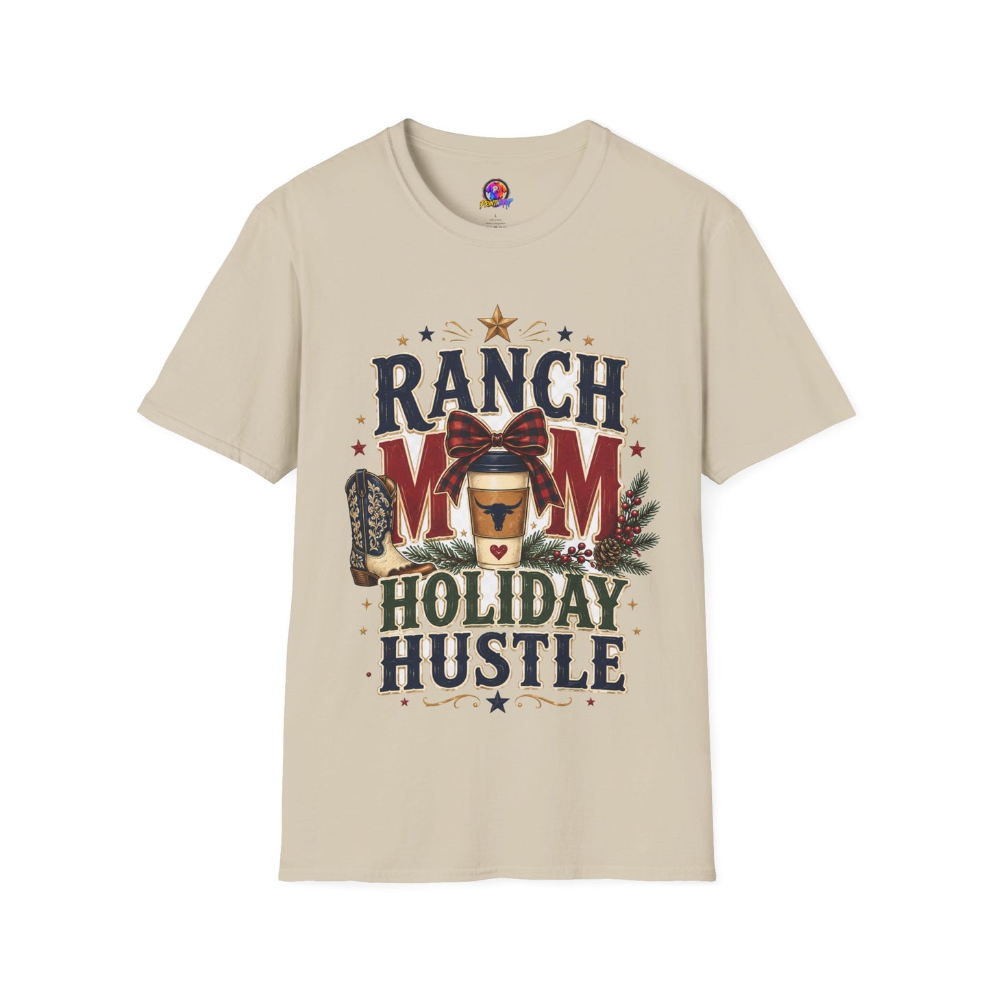 Ranch Mom Holiday Hustle T-Shirt — Festive Western Mom Tee