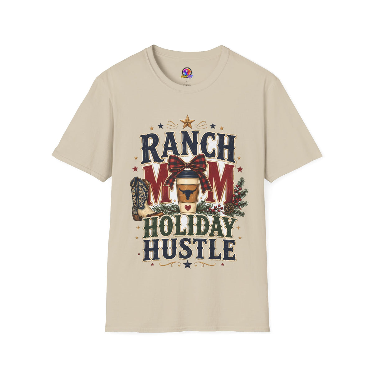Ranch Mom Holiday Hustle T-Shirt — Festive Western Mom Tee