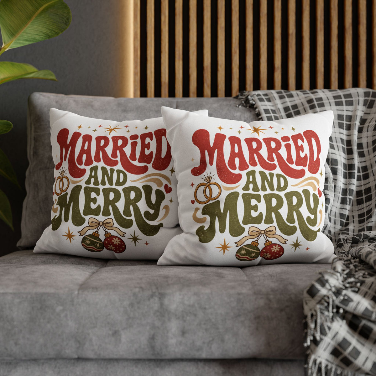 Christmas Married and Merry Holiday Pillowcase