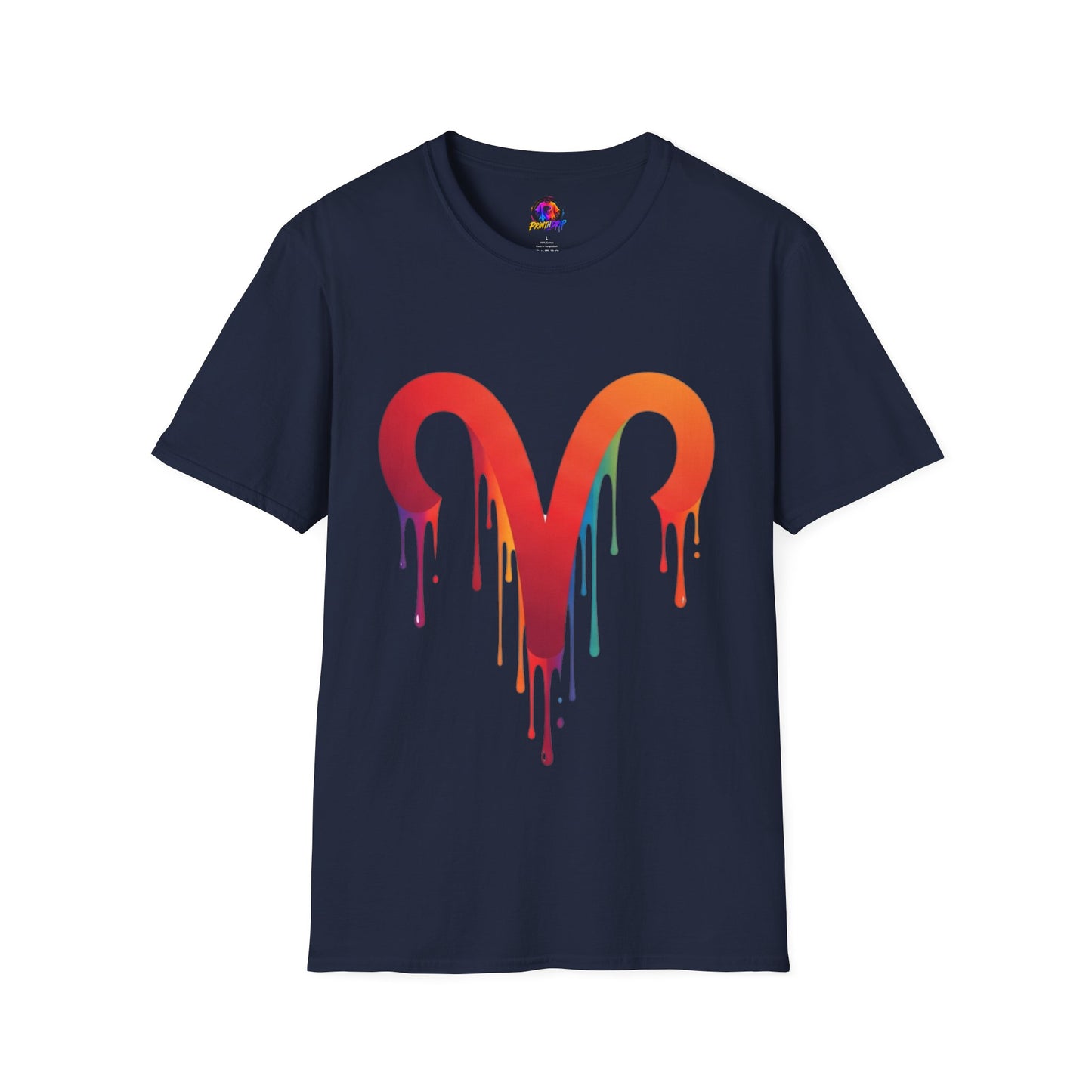Aries Rainbow Drip T-Shirt — Colorful Dripping Zodiac Graphic Tee