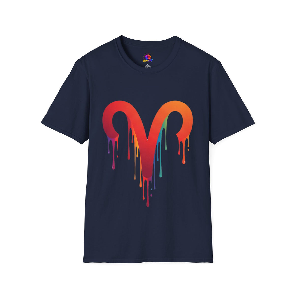 Aries Rainbow Drip T-Shirt — Colorful Dripping Zodiac Graphic Tee