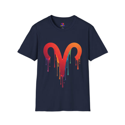Aries Rainbow Drip T-Shirt — Colorful Dripping Zodiac Graphic Tee