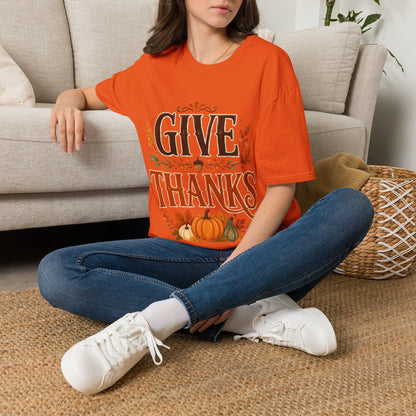 Give Thanks T-Shirt — Autumn Thanksgiving Graphic Tee